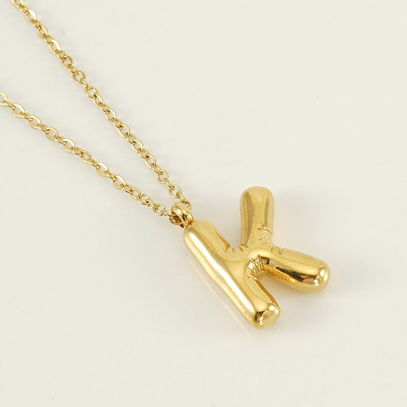 Gold color / 1 Piece Simple Series Simple Letter K Stainless Steel 18K Gold Plated Women's Pendant Necklaces Picture11